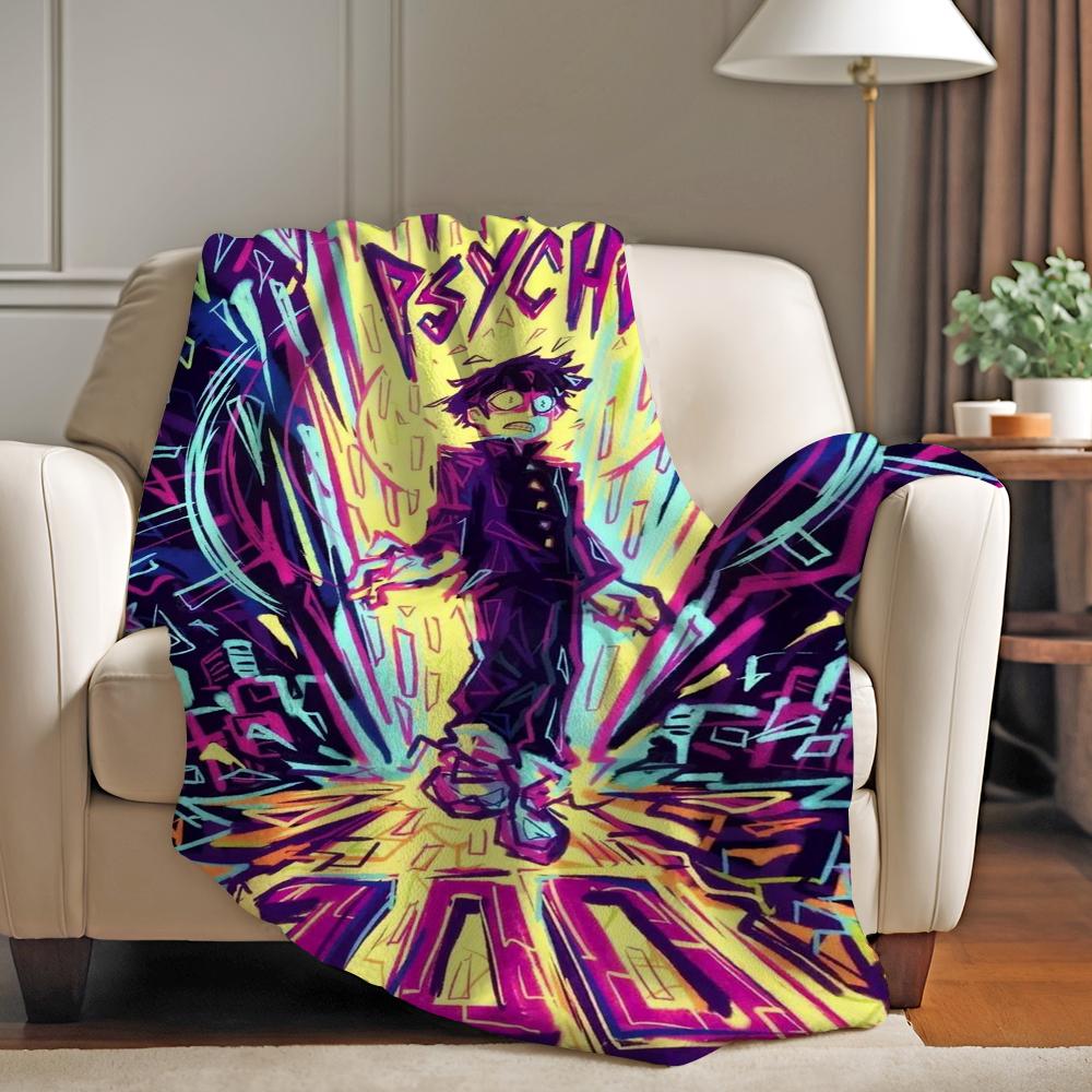 Hot Anime M Mob P Psycho 100 Blanket Warm And Soft Suitable For Bedroom Living Room Sofa Bed Office Travel Camping