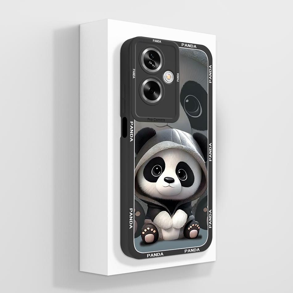 Cute Panda Covers For Oppo A79 5G Case For Oppo A2 5G Full Protection Funda For Oppo A 79 Housing Soft Liquid Silicone Back Capa