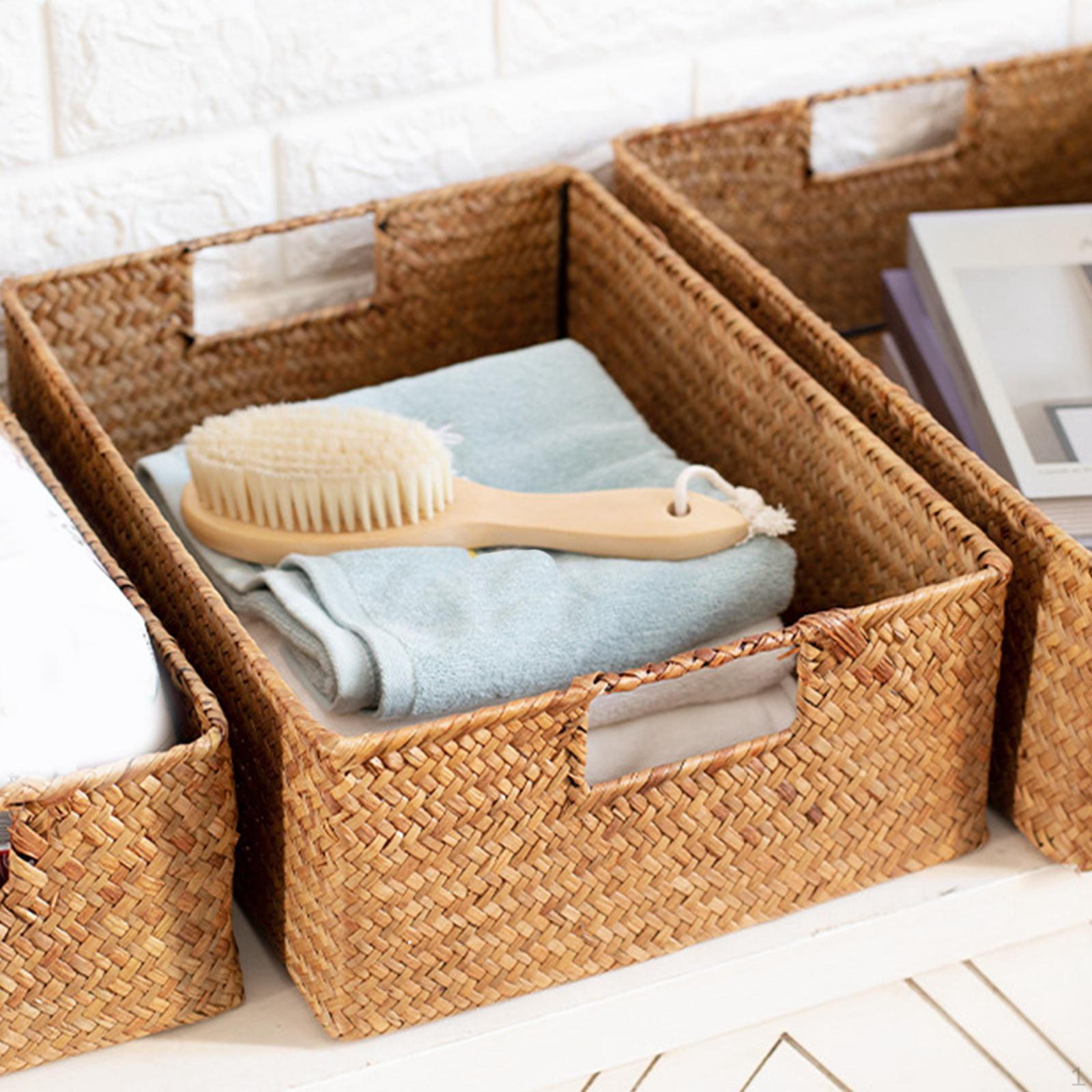 Handwoven Rectangle Basket for Living Room And Kitchen Storage M 1630₽