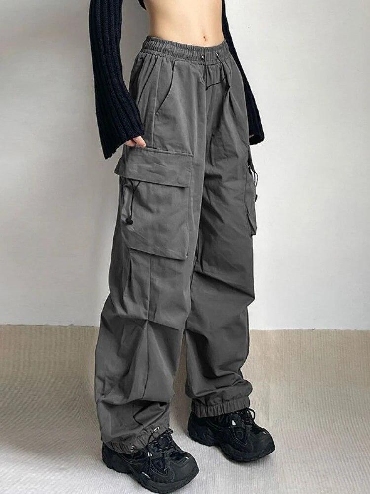 Pantaloni da paracadute Cargo oversize Harajuku Donna Streetwear Pantaloni sportivi larghi Y2k Hip Hop Pantaloni larghi Techwear