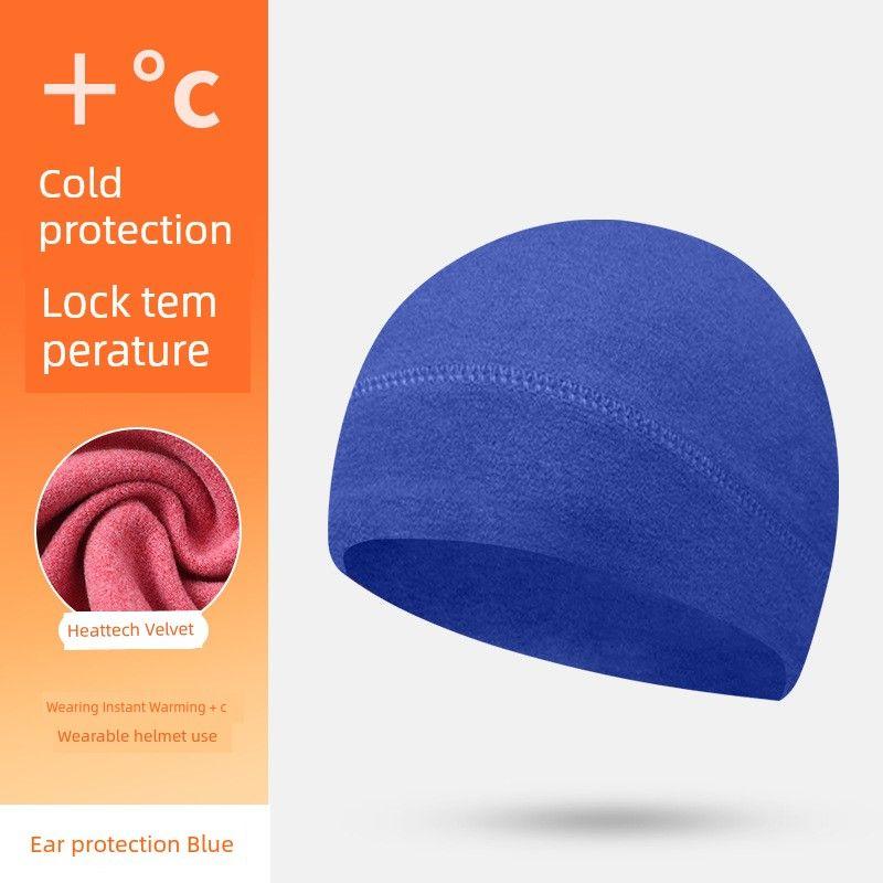 

and Winter Thickened Heattech Small Hat Dralon Constant Temperature Pure Color Cold-Proof Sports Cap Outdoor Ear Protection High Elastic Cycling Sapphire Blue [ear protection]] One size