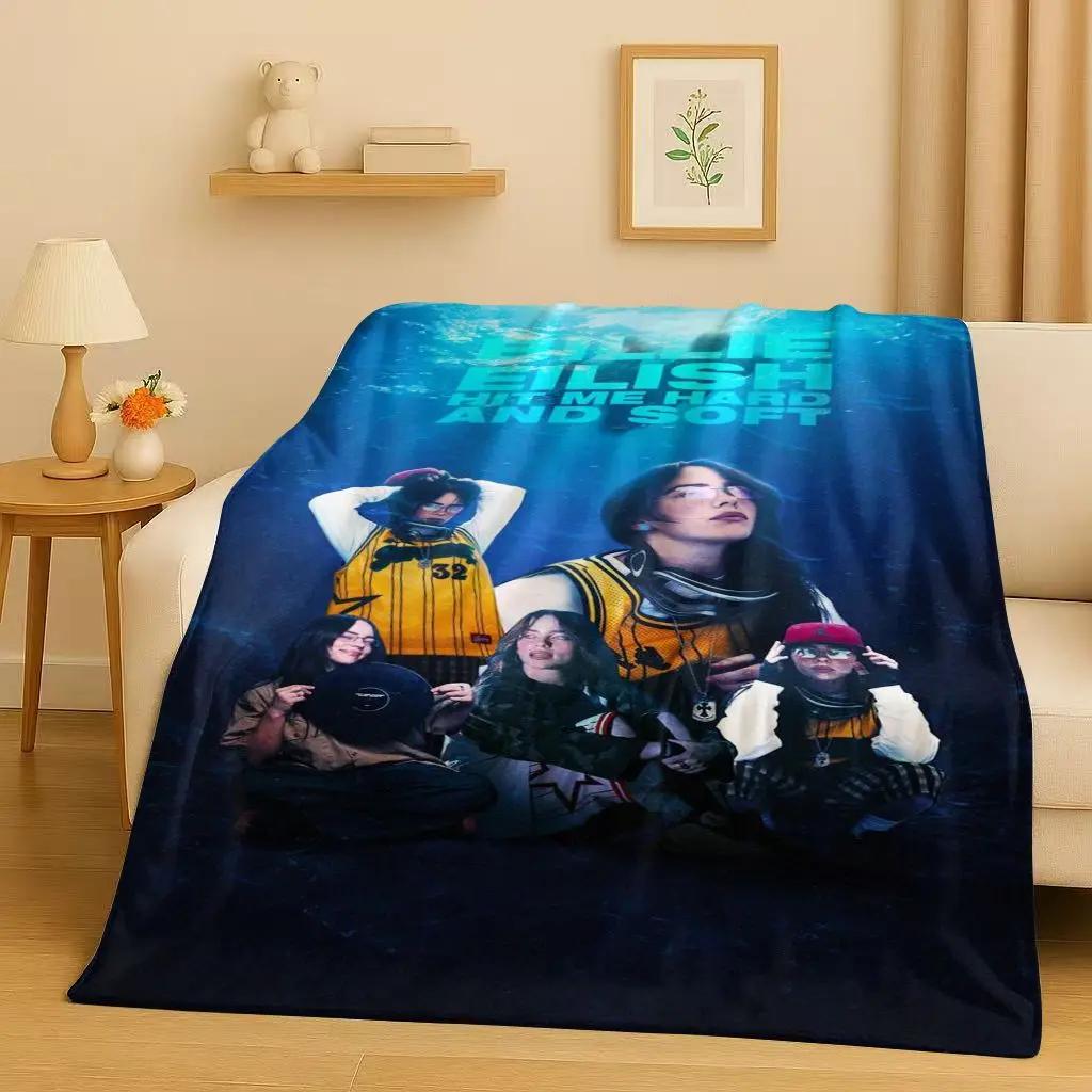 Yeni Billie Eilish Hit Me Hard and Soft Şarkıcısı Flanel Battaniye, Ev Yatak Odası Yatak Kanepe Örtüsü Çocuklar İçin Ultra Yumuşak Sıcak Peluş Battaniye
