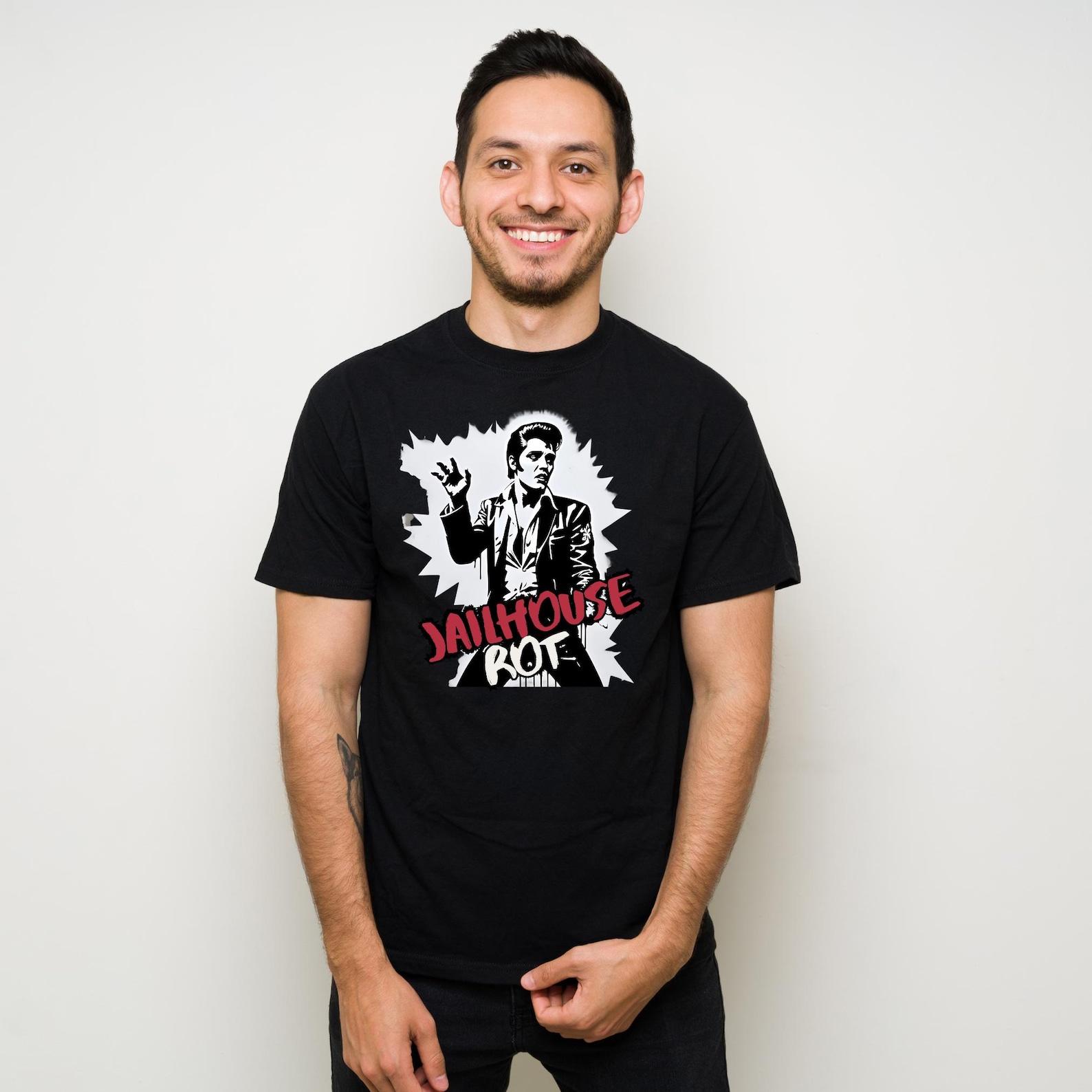 Elvis Zombie T-Shirt: Banksy Style Street Art, Halloween Fashion L