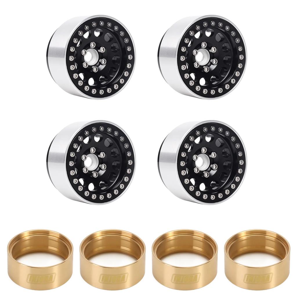 Injora 4Pcs Cnc Aluminum Alloy 1.9 Beadlock Wheel Rim For 1/10 Rc Crawler Car Axial Scx10 90046 Axi03007 Trx4 Vs4-10 Redcat Gen8