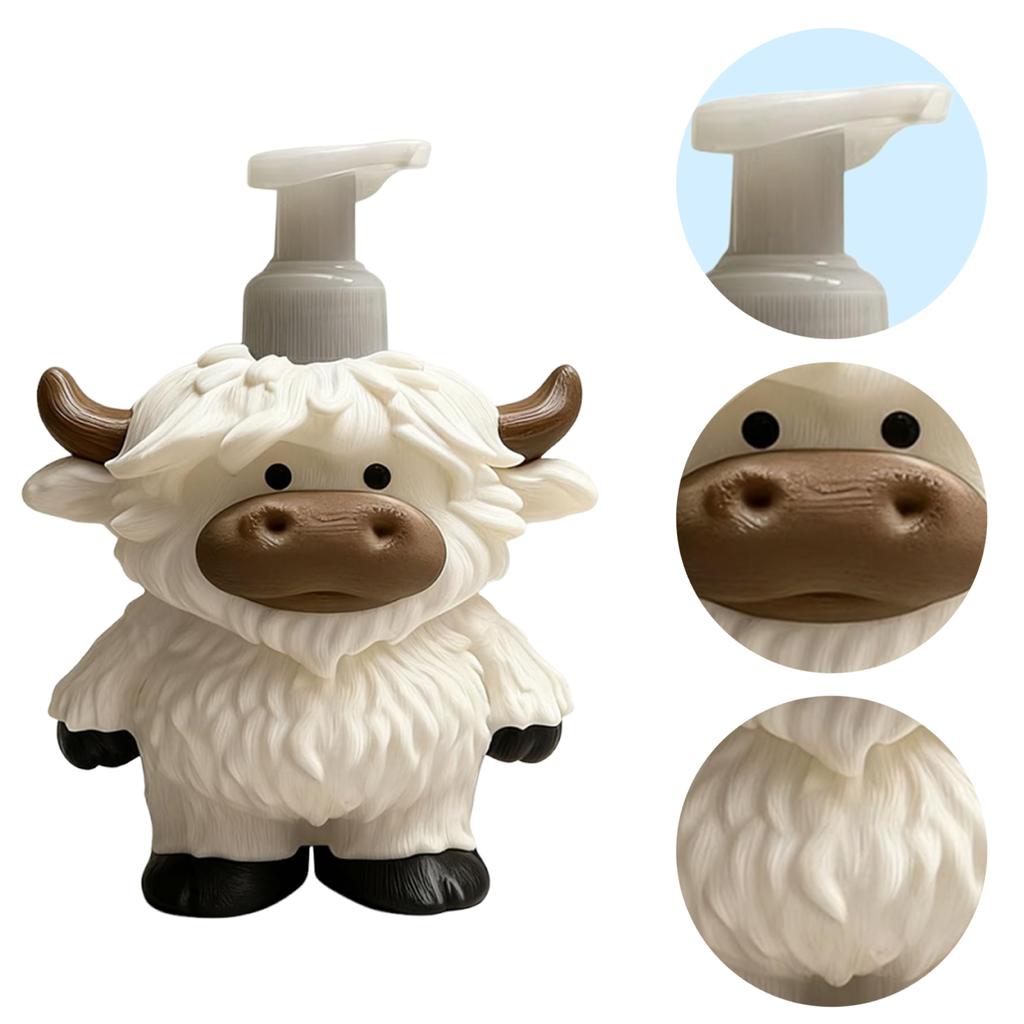 Adorable Highland Cow Farmhouse Cow Decor Soap Bottle with Pump Highland Cattle Soap Dispenser for Bathroom Kitchen Countertop