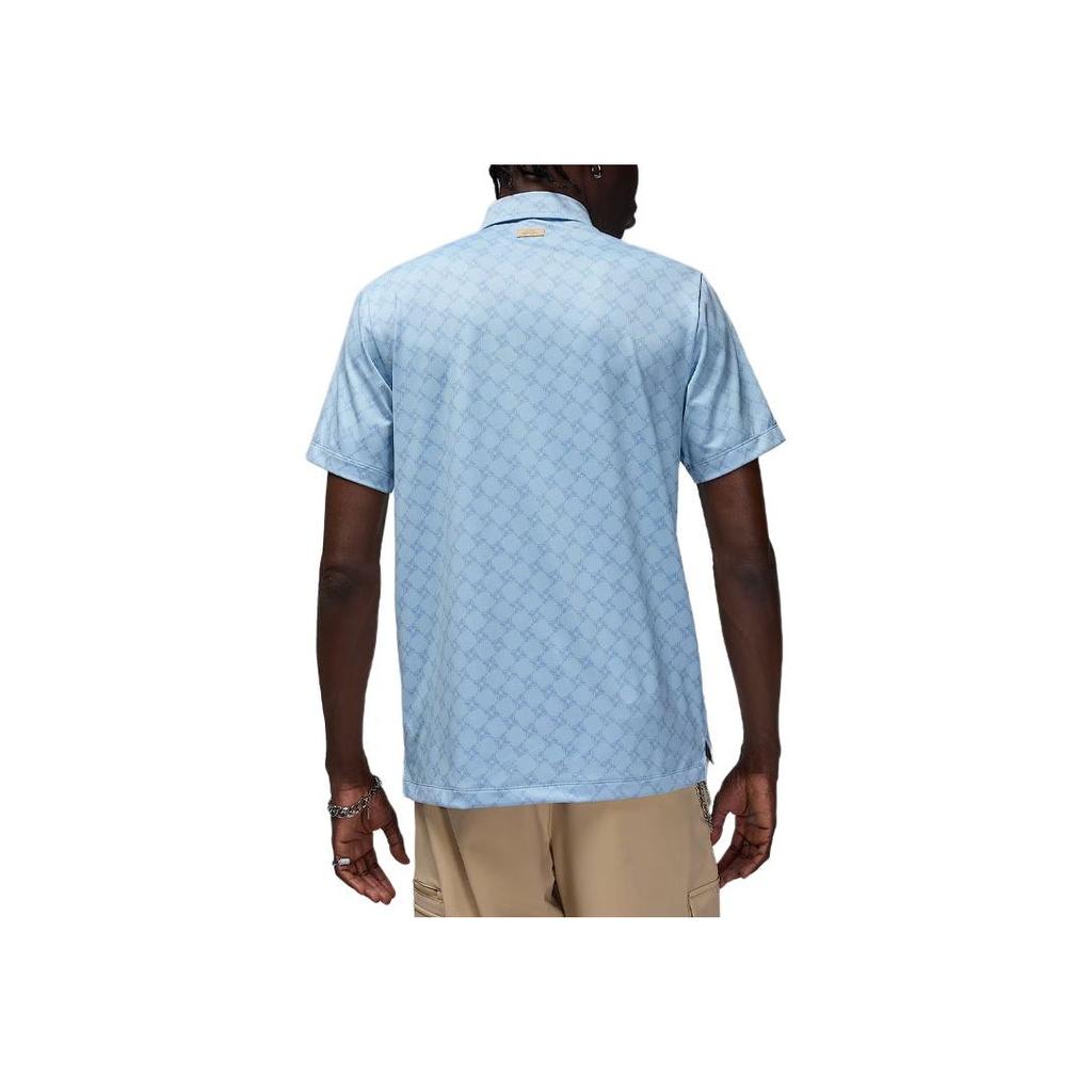 Jordan Pattern All Over Print Short Sleeve Polo Shirt Men tops Light-Army-Blue HV1155-440