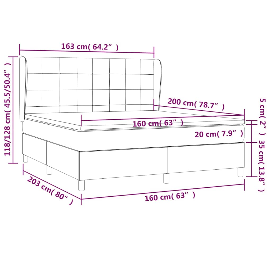 Box Spring Bed with Mattress Dark Green 160x200 cm Velvet