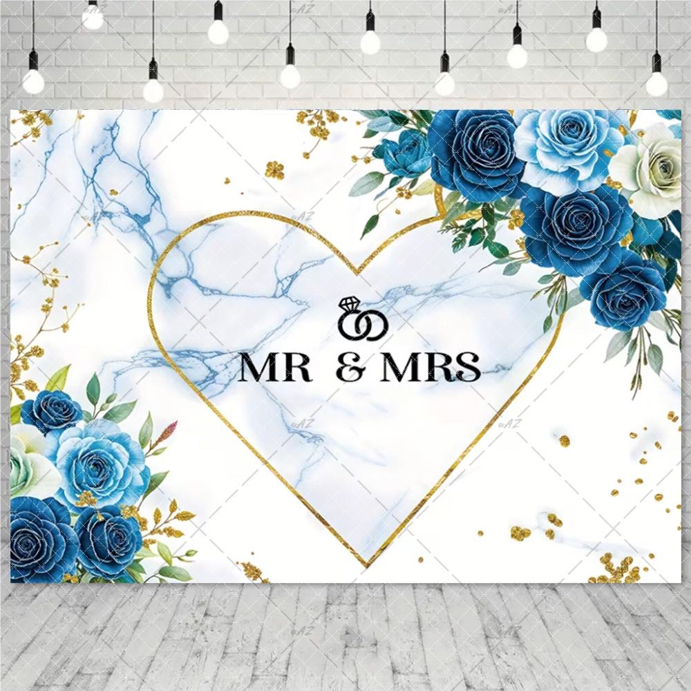 Mr & Mrs – Floral Bow and Pink Heart, Wedding Anniversary Background, Bride and Groom Photography Props, Decorations3145