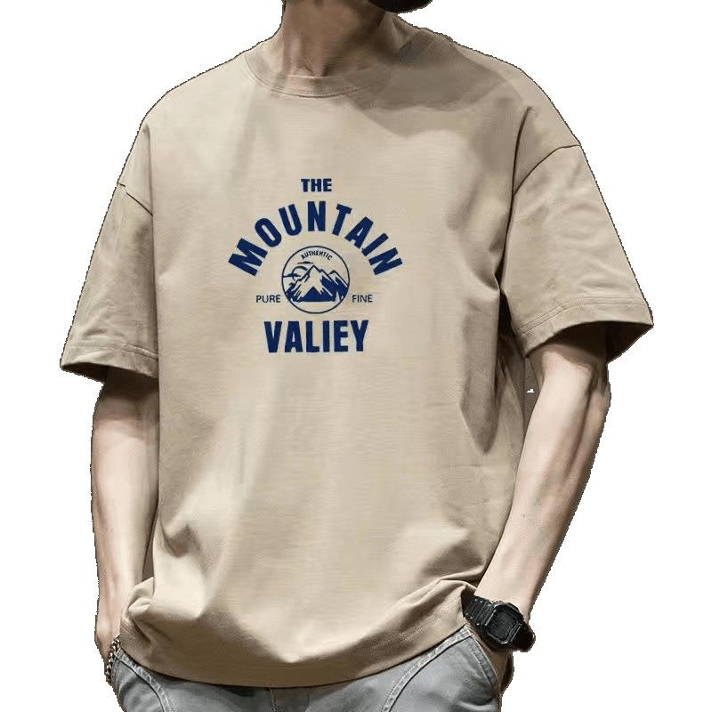 Simple T-shirt Men's Print Summer Trendy Printed Round Neck Shirt Cotton Short Sleeved Loose Trendy Breathable T-shirts