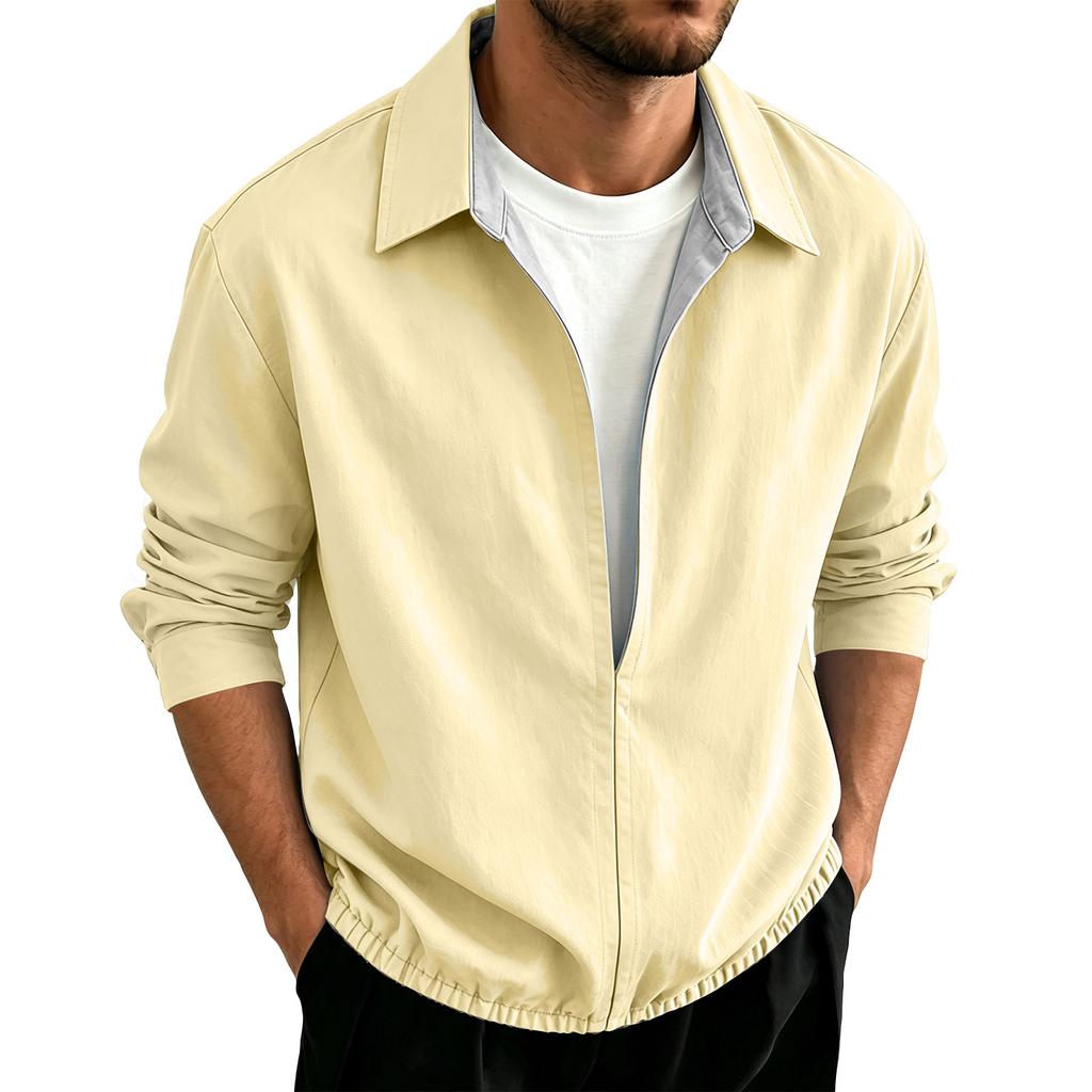 Men's Long Sleeve Pullover Shirt for Spring and Fall Casual Wear