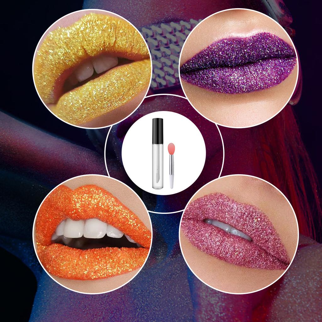 New Lip Gloss Glitter Powder Lip Glaze Girl Makeup Two-color Set Lip Glaze Lasting Nail Glitter