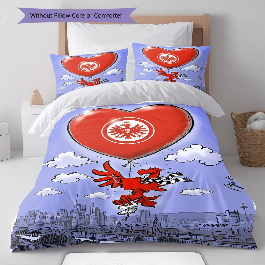 Biancheria da letto con motivo calcistico di Francoforte, Set piumone Copripiumone Federa Regalo di compleanno per la casa (1 * copripiumino + 2 * federa, senza nucleo)