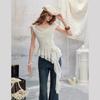 UNIFREE Cowl Neck Bow Strap Chiffon Top