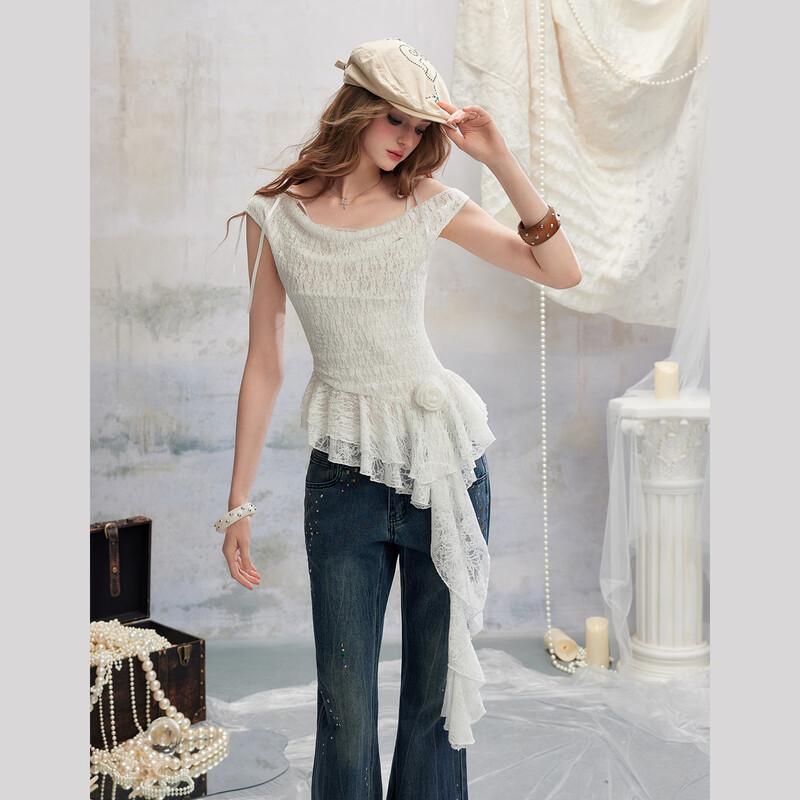 UNIFREE Cowl Neck Bow Strap Chiffon Top