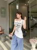 American Spicy Girl Off-Shoulder Short-Sleeve Letter Print T-Shirt - Women's Summer Bodycon Waist-Hugging Unique Design Top