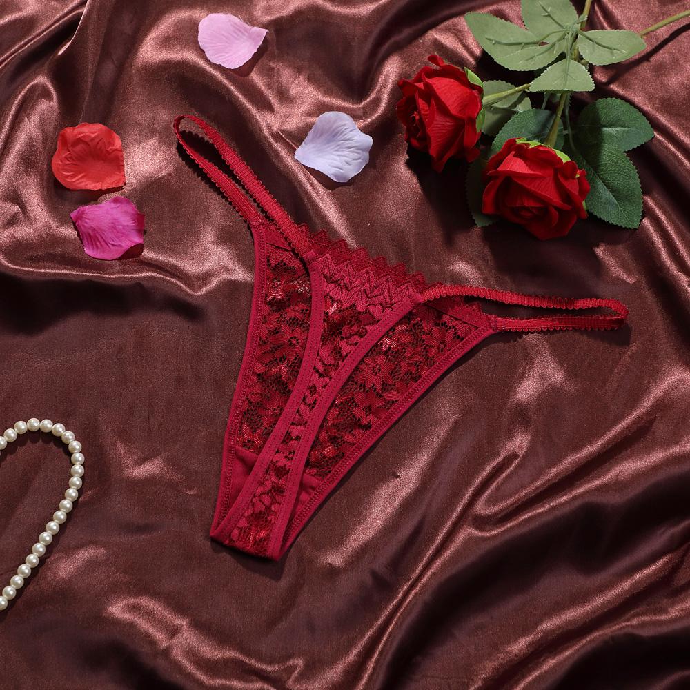 Women's Sexy Panties Lace Jacquard Pattern Ventilate European And American Butterfly Knot Hollowed Out Lingerie Super Comfortabl