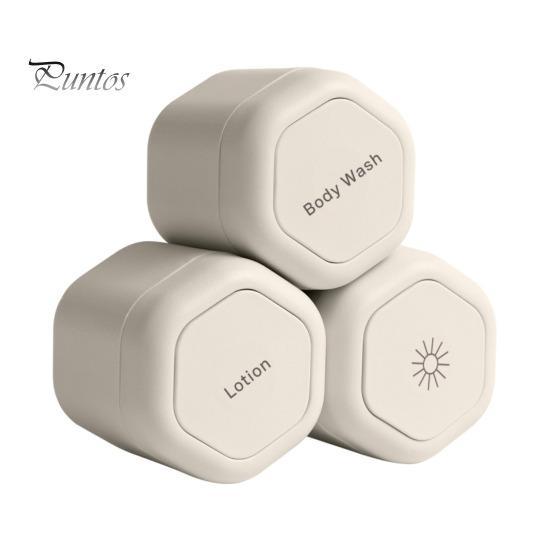 

3 шт. дорожные контейнеры большой емкости, устойчивые к протечкам, легкие портативные магнитные коробки для хранения шампуня и кондиционера бежевый