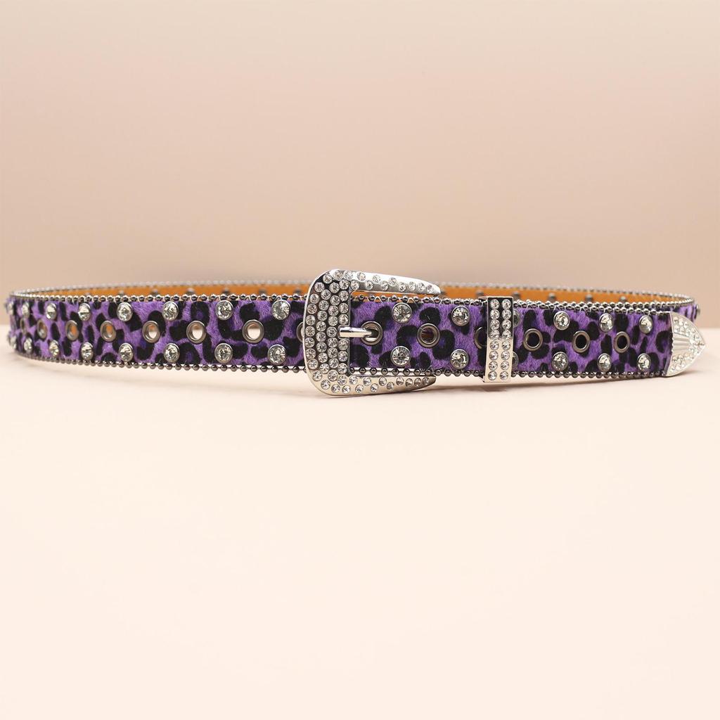 European & American Leopard Rhinestone Leather Belt: Trendy & Versatile Men's Accessory