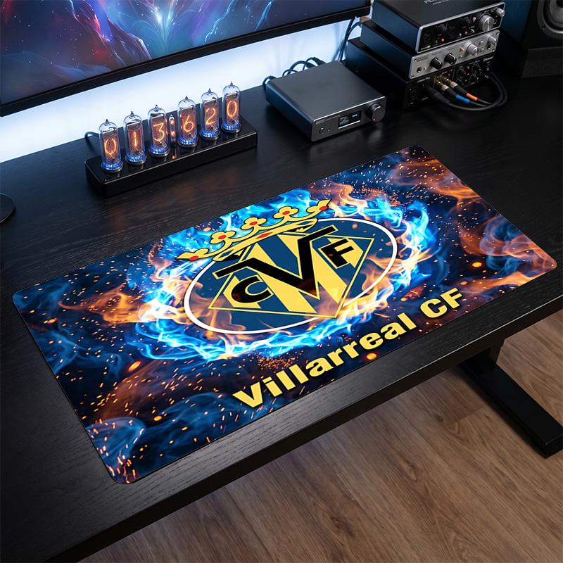 Villarreal FC Theme Pattern Mouse Pad, Soccer Logo Design XXL Gaming Desk Mat Non-Slip Computer Mouse Pad