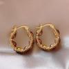 Elegant 2024 Brown Crystal Hoop Earrings for Women - Light Luxury, High-End Design, Trending Online Fashion