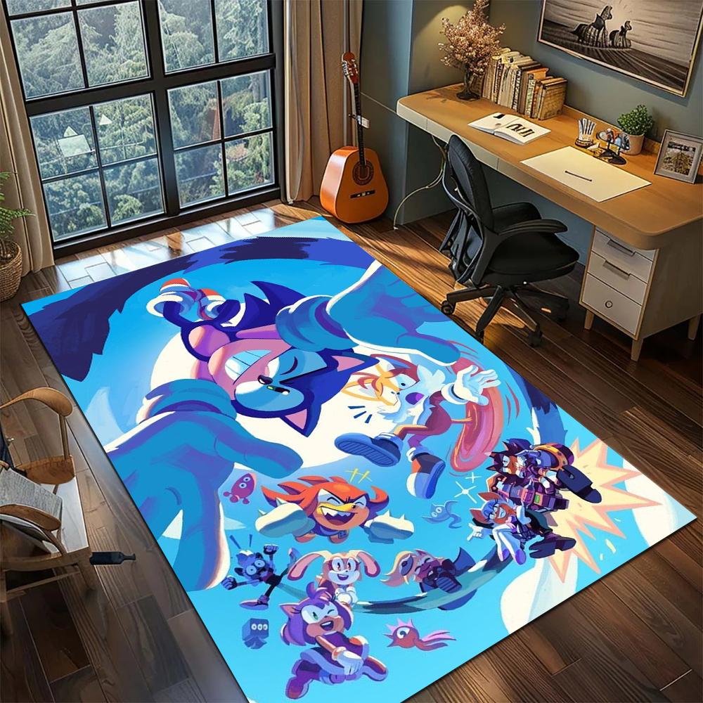 Sonic the Hedgehog Non Slip Floor Mat Rug Carpet Large Area Rug for Home Decor Bedroom Gamer Room Printed Washable -xia47