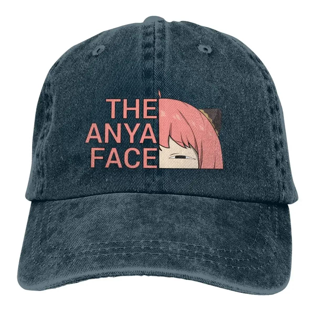 

Anime Multicolor Hat Peaked Men Women s Cowboy Cap Anya Forger Face Baseball Caps Personalized Visor Protect Hats Adjustable темно-синього кольору