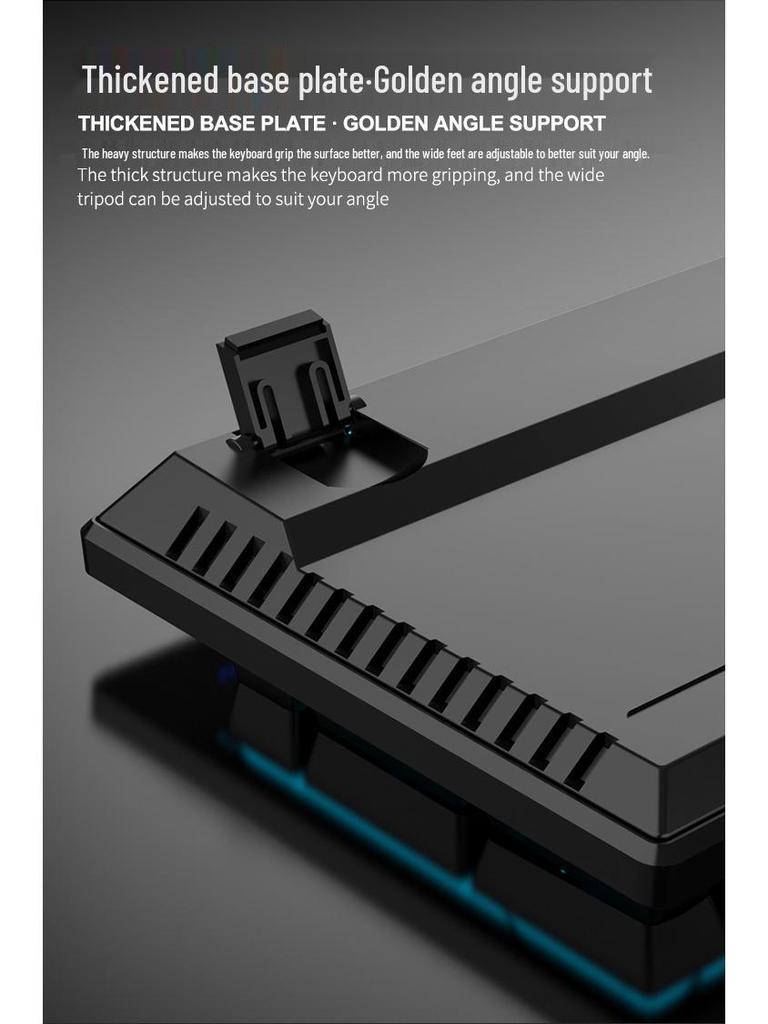 K104 Mechanical Keyboard, Blue Switch, 7-Color Lighting, 26-Key Anti-Ghosting for Office and Gaming.