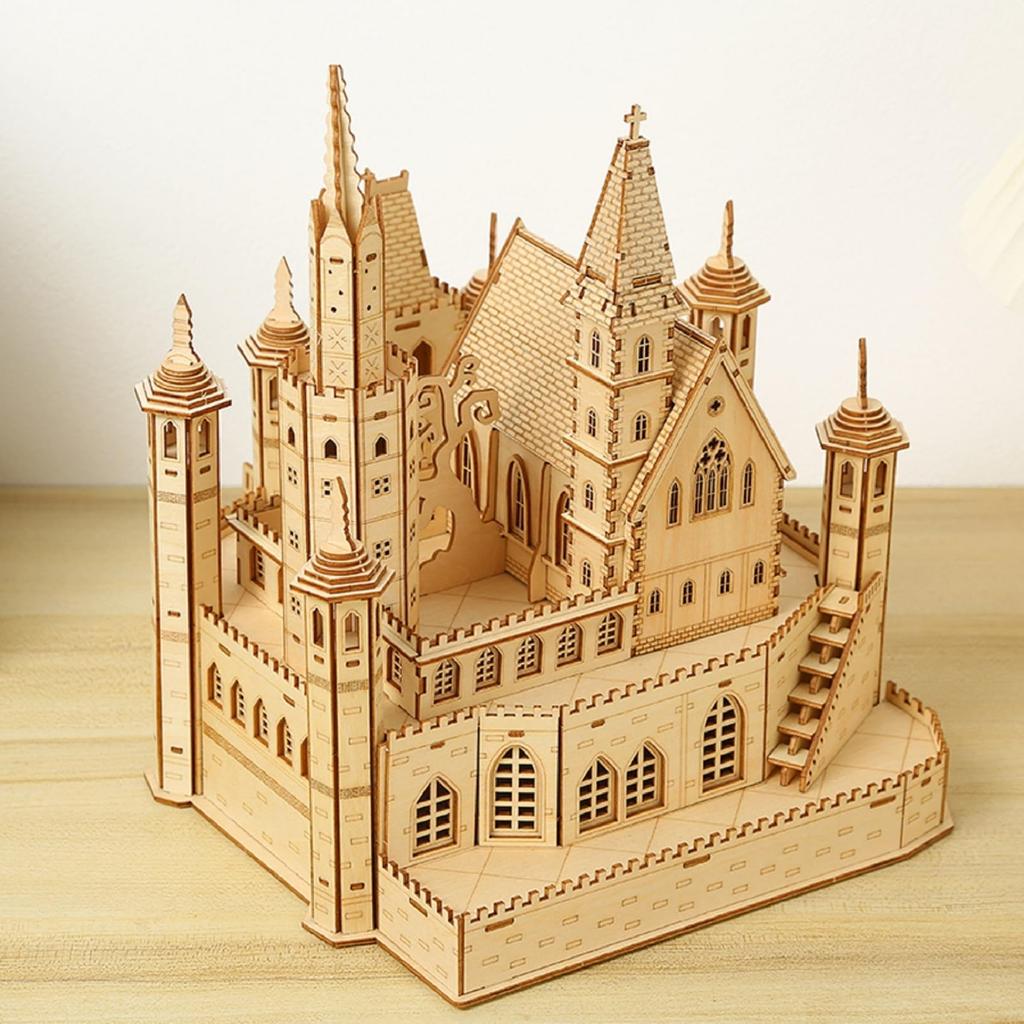 Hallisun 3D Wooden Puzzle for Adults (Ages 14+) - Assembly 3D Castle Puzzle - Mechanical Craft DIY Mechanical Wood Puzzle Toy Hobby Christmas Valentin