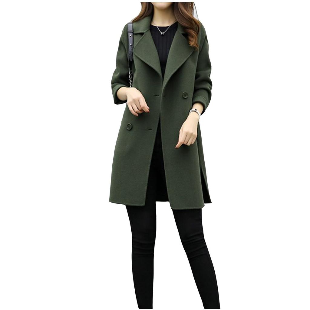 Women'S Autumn and Winter Casual Jacket Cardigan Elegant Slim-Fitting Coat Solid Color Slim-Fitting Woolen Coat