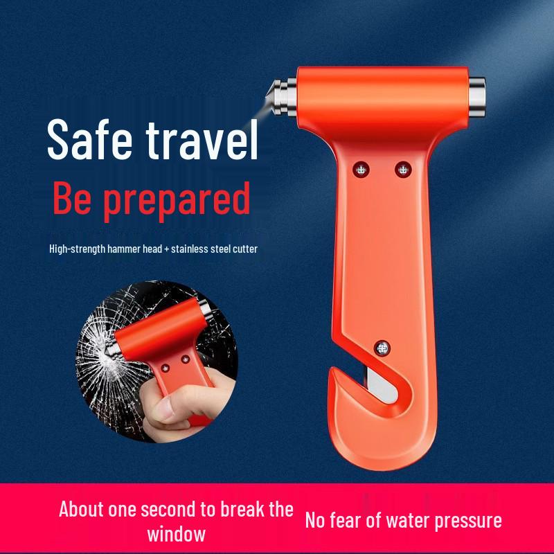 Multifunctional Car Safety Hammer: Instant Window Breaker & Life-Saving Escape Tool.
