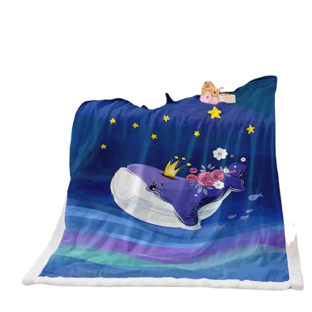 Ocean Whale 2D Digital Printing Thickened Lamb Fleece Crystal Fleece Blanket Cover Blanket Siesta Siesta Blanket