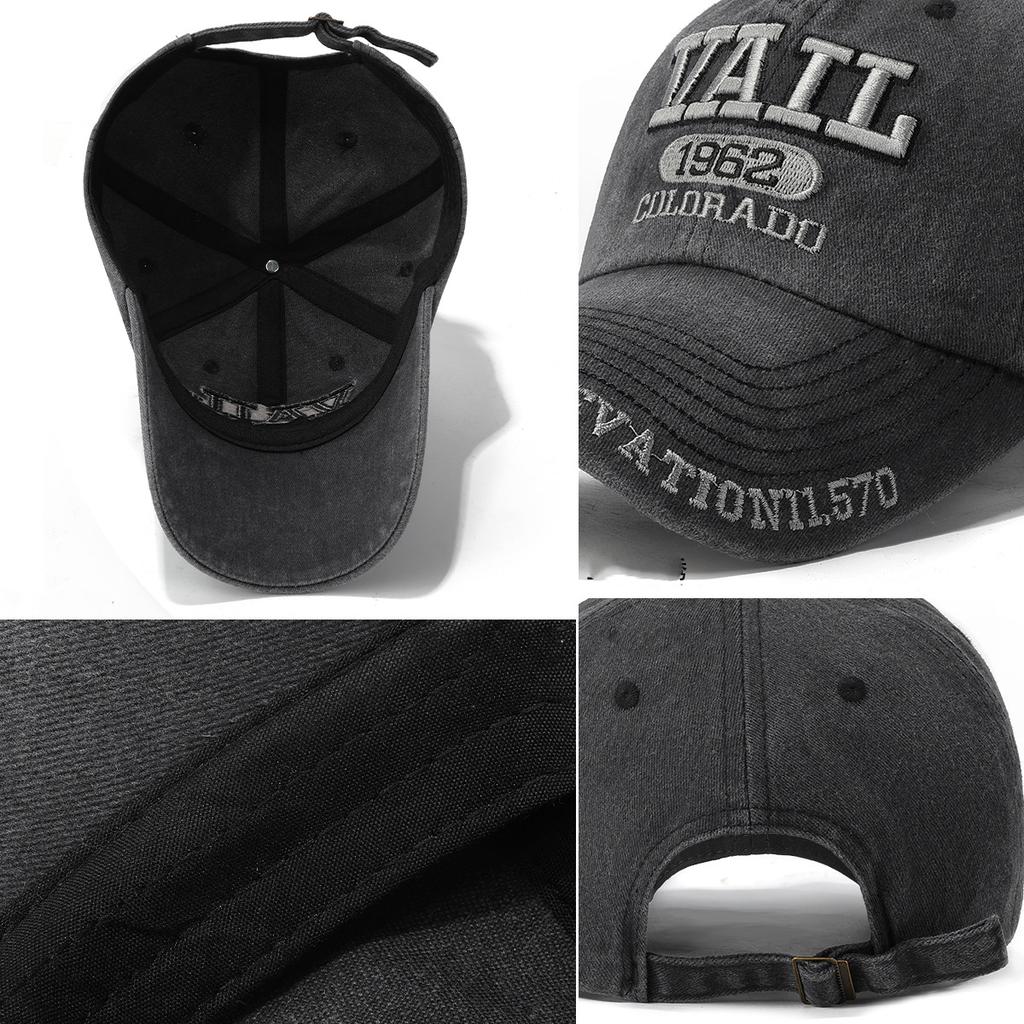 Four-season washed cotton baseball cap, fashion faded worn look, embroidered visor cap, European and American style, foreign tra