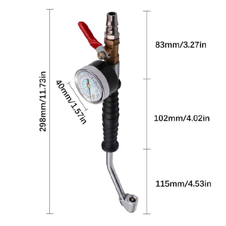 High Precisions Tire Inflator With Metal Nozzle And Pressure Gauge Perfect For Commercial Vehicle Maintenance
