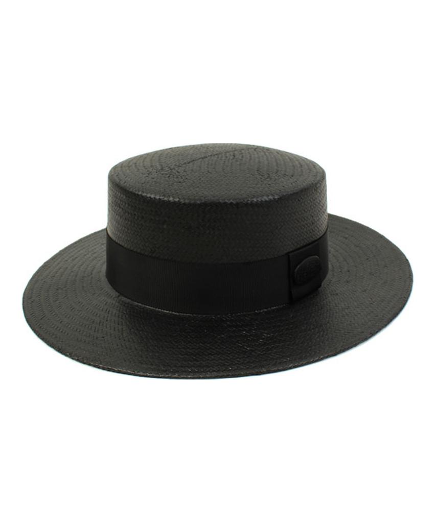Black Flat Long Panama Hat