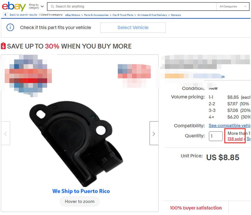 Applicable Buick Chevrolet Throttle Position Sensor 17106681