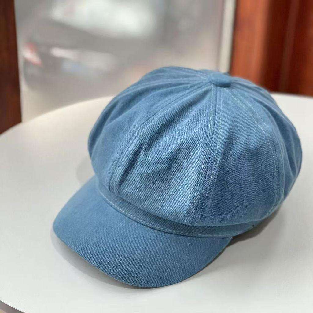 Vintage Beret Octagonal Caps Women Hats Solid Color Denim Cloth Casual Female Newsboy Cap Good Quality Painter Cap New