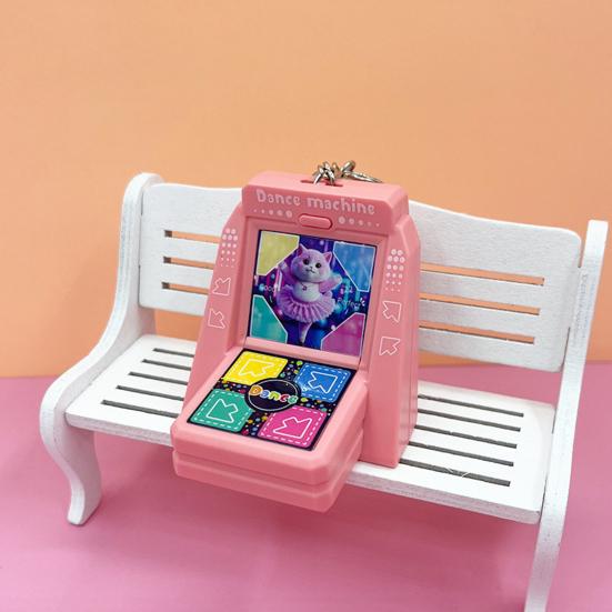 Mini Arcade Dance Machine Keychain with Music Reaction Training Handheld Game Console Kids Adults Battery Operated Dance Game Machine Keyring Toy