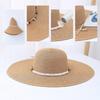 Adjustable Paper Straw Sun Hat For Women Featuring Pearls Accents Breathable Lightweight Design Summer Travel Gardening