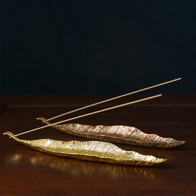 Incense Holder Leaf Shaped Incense Stick Tray Holder Alloy Antique Leaf Incense Burner Jewelry Tray Holder for