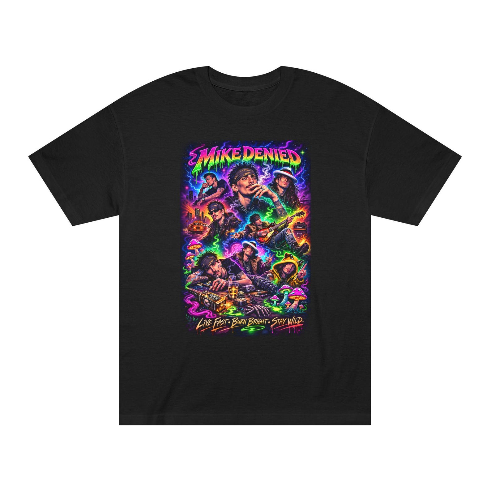 Mike Denied Blacklight Tee L