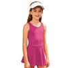 Girls Workout Tennis Dress U Neck Sleeveless Racerback Sundress Solid Color Golf Sports Dresses