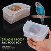 Bird Food Box Plastic Transparent Anti-Spill Parrot Feeder Hanging Parrot Spill Proof Food Box Bird Universal Feeding Boxs