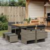 Vidaxl 9-Cz. Garden Furniture Set With Cushions, Grey, PE Rattan