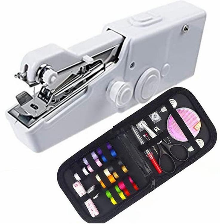 Portable Hand Sewing Machine Quick Handheld Sewing Tool Mini Electric Home DIY Apparel Supplies Arts Crafts