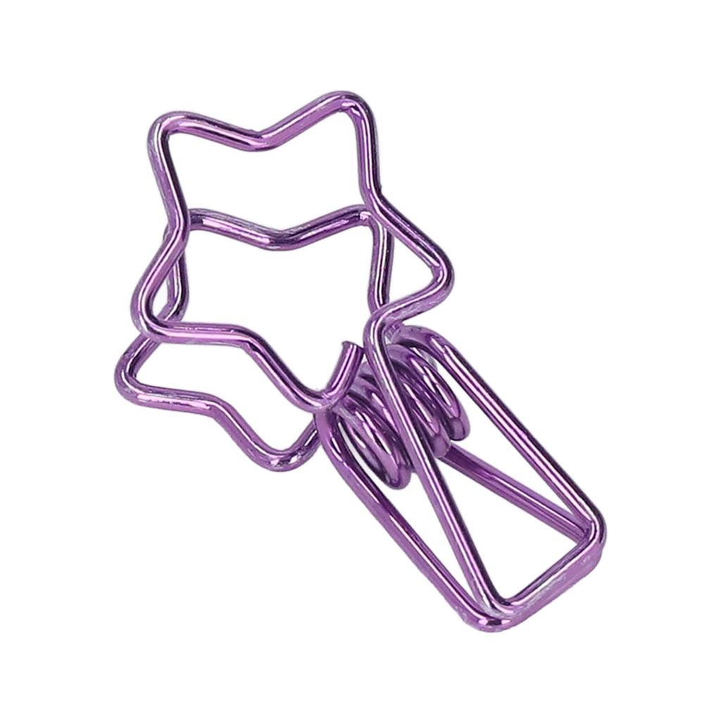 100pcs Star Binder Clips Cute Cartoon Hollow Strong Clamping Force Sturdy Metal Paper Clamps for Office Account Tickets