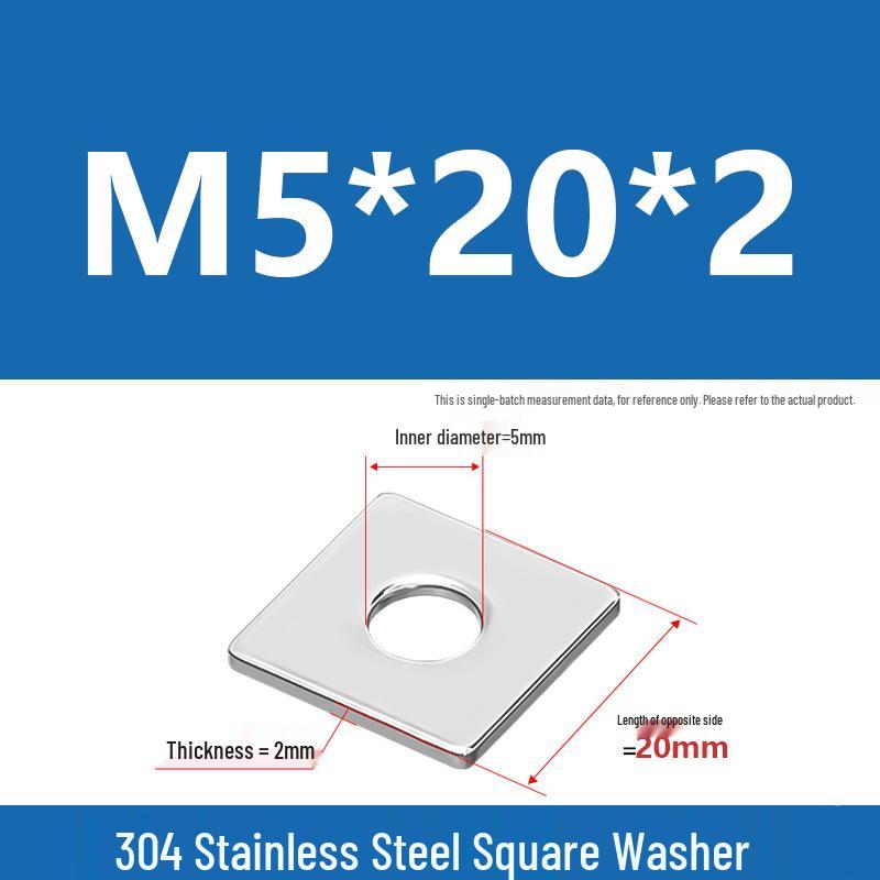 304 Stainless Steel Thickened Square Washer for Curtain Wall (M4-M16)