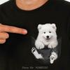 Süßer Samojede in der Tasche T-Shirt Hundeliebhaber T-Shirt Baumwolle Herren Individueller Druck T-Shirt Har