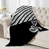 Black & White Stripe Flannel Throw Blanket – Charming Heart Design, Soft Cozy Fleece for Home, Office, Sofa & Car All-Season Use