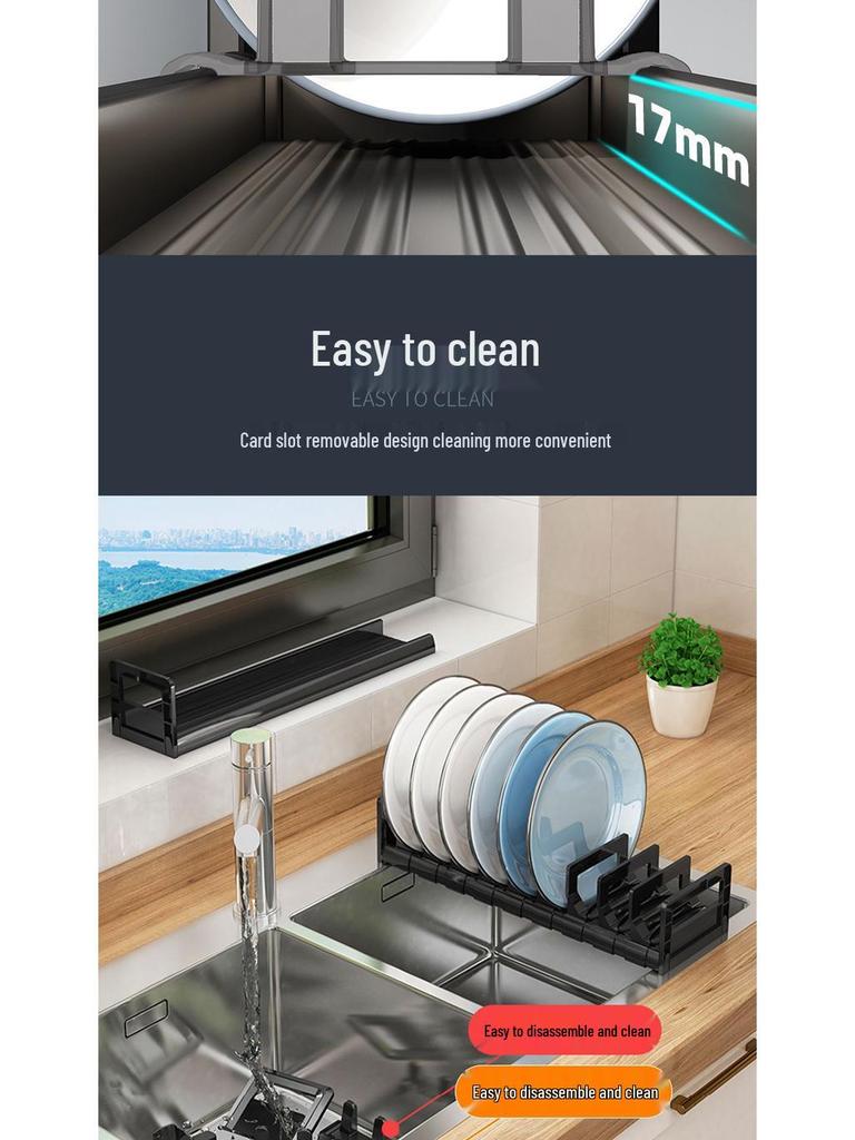 Kitchen Dish Drying Rack with Cutlery Holder and Drawer Organizer