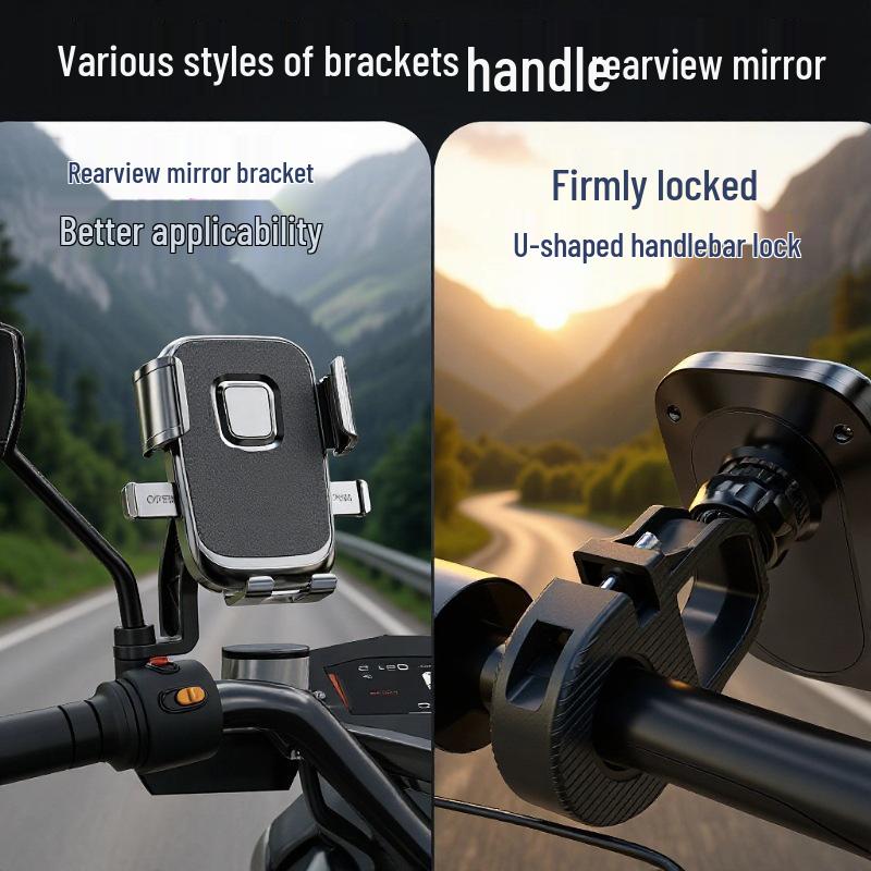 

Rotatable Phone Holder & Automatic Lock for Bikes, E-Vehicles, and Motorcycles Black U-shaped Handle Support